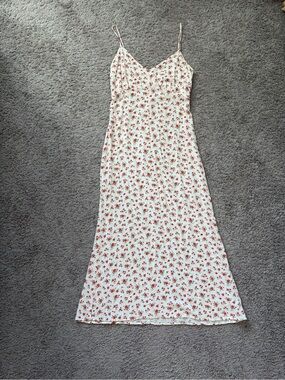 Reformation Cream Dress with Pink Floral Print